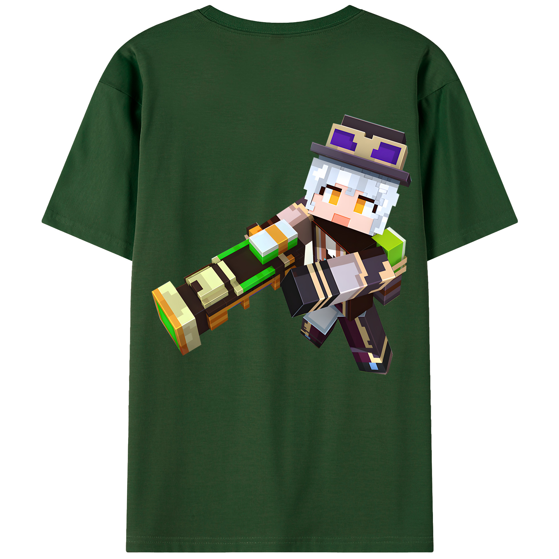 （画像用） マインクラフト ブロックの世界 Minecraft MC Block world 綿100％半袖Tシャツ（背面プリント）
